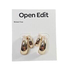 Polish Gold-Tone Statement Stud Earrings By Open Edit  NWT